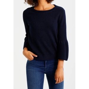 Banana Republic Navy Blue Merino Wool Bell Sleeve Sweater Medium Italian Yarn